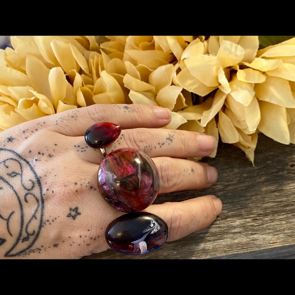 New 3pc Boho Hippie Style Art Eco Ring Set